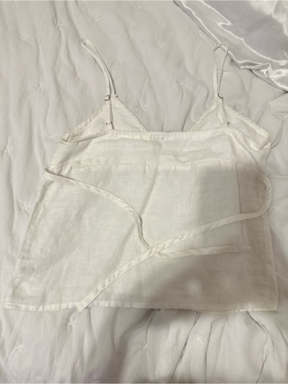 brandy melville white edith linen babydoll tank - Picture 7 of 7
